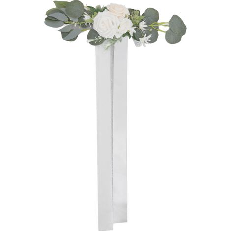 Wedding Chair Flower White Wedding Chair Back Decoration Artificial Flowers for Party Photography (1/5)