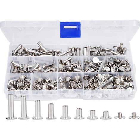 Lot de 320 vis écrous rivets tête plate en fer nickelé, kit de fixation visserie combiné (1/5)