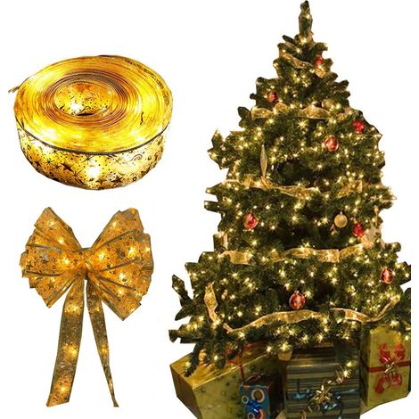 Guirlandes Lumineuses à Ruban Brillant 2M 20 LED Lumières de Noël à Piles Sapin de Noël Ruban Lumières de Ruban pour Nouvel An Fête Mariage Décorations de Noël Extérieur Intérieur Batterie de bouton
