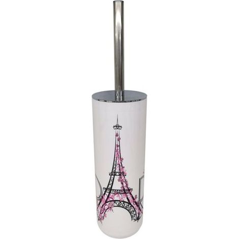 Support De Brosse De Toilette Décoré Blanc Paris Avec Brosse De Toilette Accessoire De Salle De Bain 87043 (1/2)