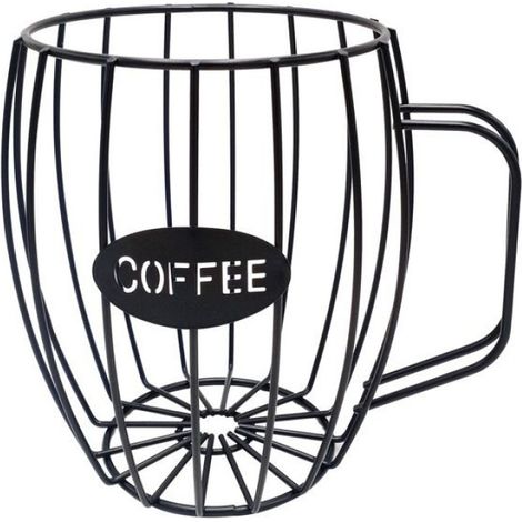 Panier De Rangement Pour Capsules De Café - En Fer Noir - Structure Évidée Pour Circulation De L'Air - Hauteur 18 Cm - 1 Pièce (1/5)