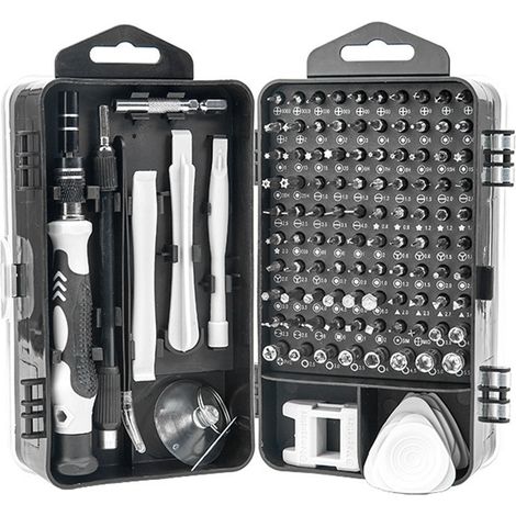 Kit de réparation téléphone 115 pièces tournevis magnétique de précision gris noir (1/5)