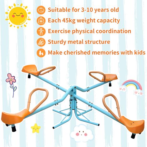 Altalena a bilico per 4 bambini 182,88 cm in metallo e plastica antiscivolo blu e arancione OKWISH (1/5)