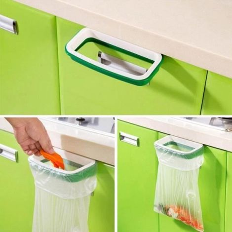 Support Sac-Poubelle - Fixation Porte Cuisine - Dimensions 12,5 x 22 cm - En Plastique - Pour Sacs Poubelle - 1 Pièce (1/4)