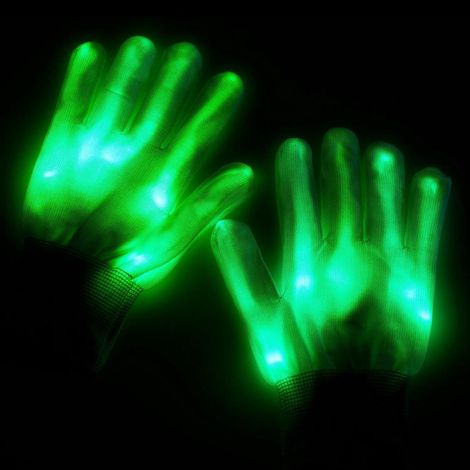 paire – Gants lumineux LED Meilleur pour enfants et adultes fête Halloween Noël club soirée représentation sur scène. Vert (1/5)