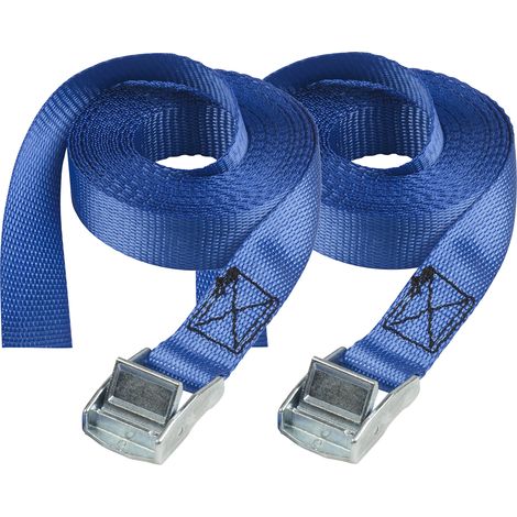 Master Lock 4363EURDAT Spanngurt mit Zamak legierten Bügel, Blau, 2,5 m x 25 mm Gurt, 2-er Set (1/4)