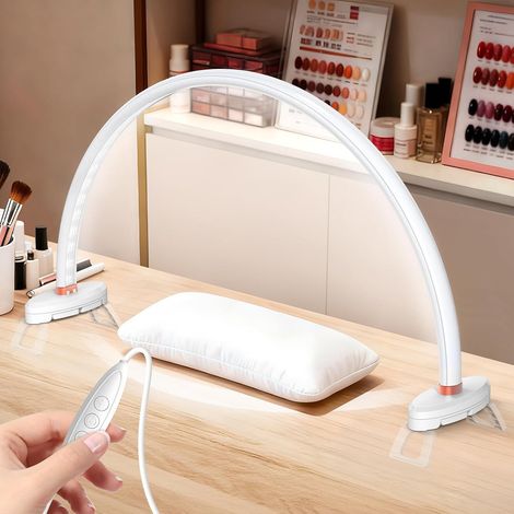 Lampe Demi Lune Onglerie: 20" Lampe Demi Lune Salon De Manucure - Lampe Prothésiste Ongulaire Sans Flicker et Sans Ombre Avec Une Luminosité de 3000-6500k Pour Les Manucures (Blanc) (1/5)