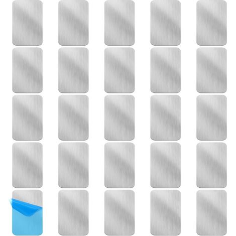 Plaques adhésives magnétiques puissantes Irovami, feuilles de fer auto-adhésives, adaptées aux surfaces non magnétiques, couleur argent, lot de 25. (1/5)