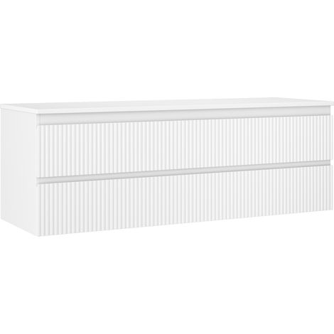 Mexen Rivel Badezimmerschrank unter Waschbecken 140 cm mit Arbeitsplatte, 2 Schubladen, gerillt, mattweiß - 91A20-14047-2-BFFC0 (1/5)