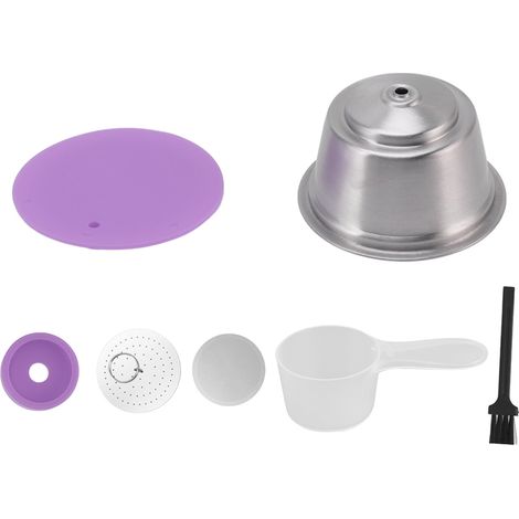 Wiederbefüllbare Edelstahl-Kaffeekapseln, wiederverwendbarer Kaffeefilter und Pulverdeckel für Dolce Gusto, lila (1/5)