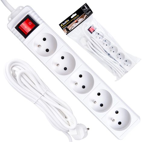 Prolunga elettrica - ciabatta bianca con 5 prese, 5 m (40) (1/5)