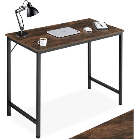 Bureau style industriel en panneau aggloméré bois foncé