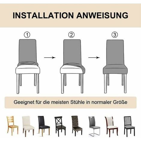Housse De Chaise - Extensible - Lavable - Pour Salle À Manger - 4 Pièces (1/4)