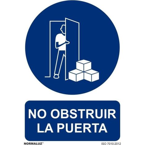 Señal con tintas UV que indica No Obstruir La Puerta SEKURECO 100 x 150 mm ADHESIVOS DE VINILO (1/2)