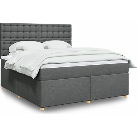 Boxspringbett mit Matratze Dunkelgrau 180x200 cm Stoff