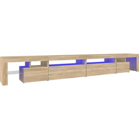 Porta TV multimediale scaffale per televisione televisore buffet sala da pranzo soggiorno camera da letto con luci a LED rovere Sonoma 290 x 36,5 x 40 cm marrone 020026778
