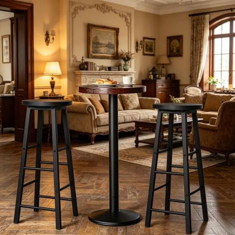 Tabourets hauts et chaises de bar style bistrot (lot de 2) tabourets de cuisine et chaises de bar avec repose-pieds (lot de 2). (1/4)