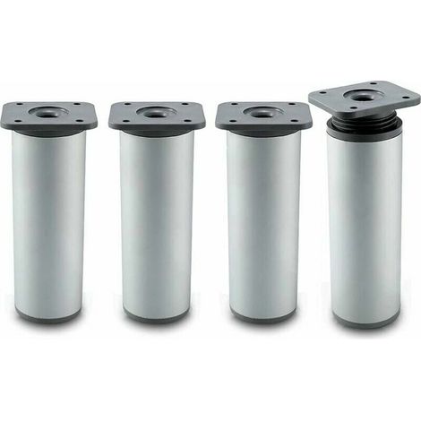 Möbelfüße Badezimmermöbelfüße 4er-Set Design: Silber Höhe: 20 cm (+2 cm) verstellbar, 8-20 cm optional Runde Form: ø4 cm Material: Aluminium (1/5)