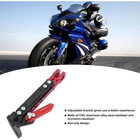Support Latérale Réglable pour Cadre de Motocyclette Aluminium CNC B0503 Rouge (1/5)