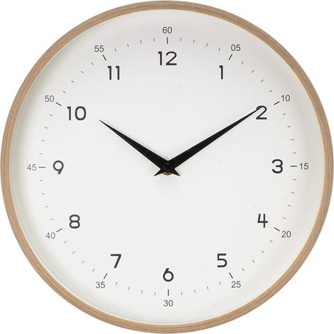 Reloj de pared "Ricoti" Ø30x4,5cm con agujas de movimiento continuo color madera y blanco (pila AA no incluida) (1/2)