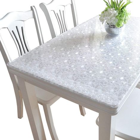 Épaisseur 1,3 mm, taille 60x120 cm. Nappe en PVC, protection pour meubles, imperméable, facile à nettoyer, motif galets.