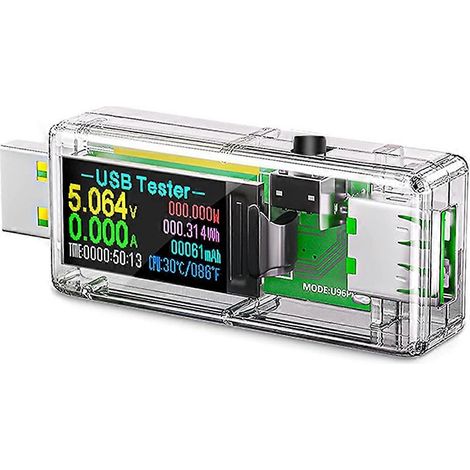 USB 3.0-Tester, digitales IPS-Farbmultimeter mit Spannungs- und Stromanzeige, 5,1 A/30 V/150 W Gleichstrom-Leistungsprüfer (1/5)