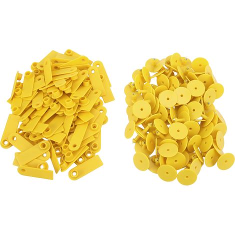 100 pièces étiquettes d'oreille vierges pour animaux chèvre mouton cochon bétail TPU pour animaux de ferme sans lettres, jaune (1/5)