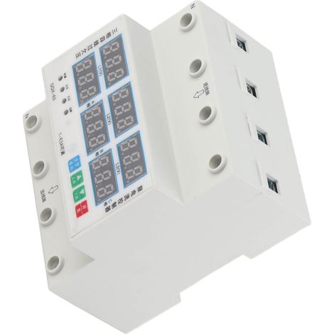 Voltmètre Ampèremètre Triphasé 63A avec Protection Réglable Surtension Sous‑tension Surcharge pour Rail DIN AC390‑500V (1/5)