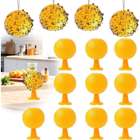 Piège à Mouche des Fruits, 6PCS Mouches de Fruits Jaunes Boules, Piege a Mouche, Boules de pièges à Mouches, Boule Anti Mouche, piège à Mouches pour Pots de Fleurs, balcons, Cours, vergers