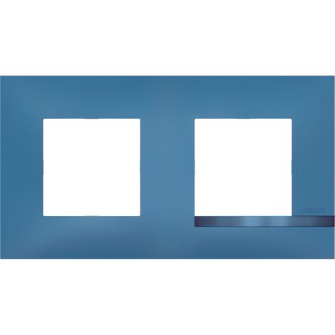 Bticino - Plaque Altège Déco 2 postes Lagon - Bleu avec liseré bleu métallisé (1/5)