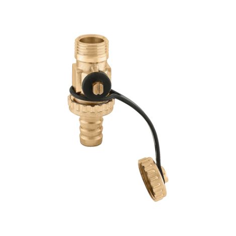 Kesselablasshahn mit Schlauchanschluss und Stopfen, 1/4 "M Caleffi 538201  1/4" M
