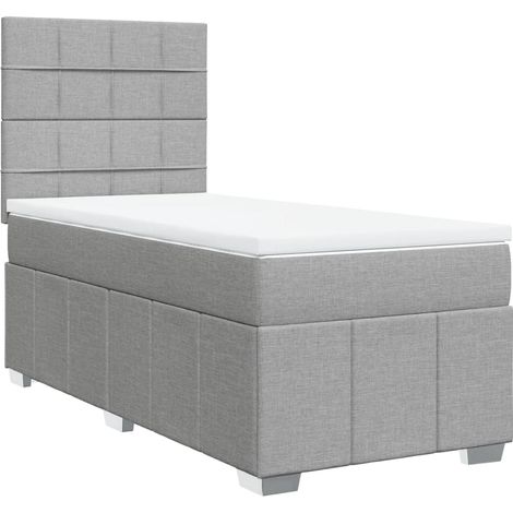 Maison Exclusive - Cama box spring con colchón tela gris claro 80 (1/5)