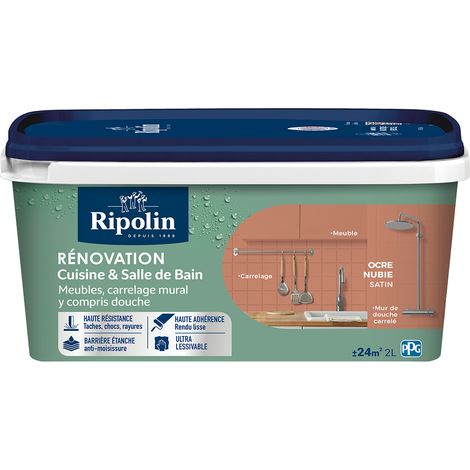 Peinture pour rénovation cuisine et salle de bain - Ocre nubien - Finition satinée - Ripolin - 2L (1/5)
