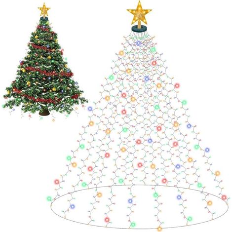 Guirlande Lumineuse Sapin de Noel, 400LED 16 x 2m Rideau Lumineux Sapin de Noel, Chaîne lumineuse pour sapin de Noël, Lumineuses Lumières de Noël (Couleur) (1/5)