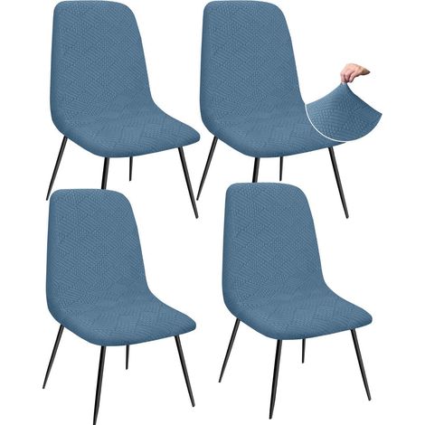 Stuhlhussen Jacquard 4er Set, elastisch, blau, für Esszimmerstühle (1/5)