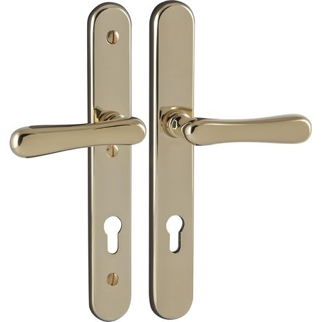 Poignée de porte élégante 22 - Poignée de porte sur plaque longue PZ 88 - Protection contre le feu - En laiton poli PVD (1/5)