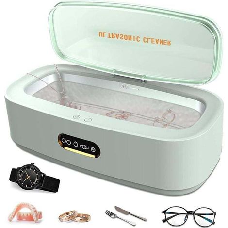 Nettoyeur à ultrasons Ulisem [300 ml], 45 000 Hz, 4 réglages de temps pour le nettoyage des bijoux, montres, lunettes, outils et prothèses dentaires. (1/4)