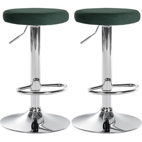 Set di 2 sgabelli da bar Ponte velvet verde Metallo in look cromato