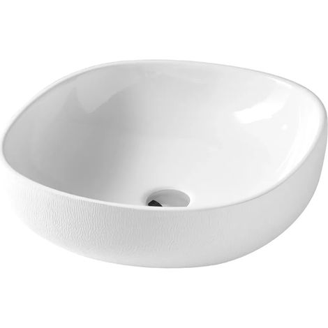 Lavabo Elegance appoggio cm. 45x45 senza foro quadrato bianco (1/2)
