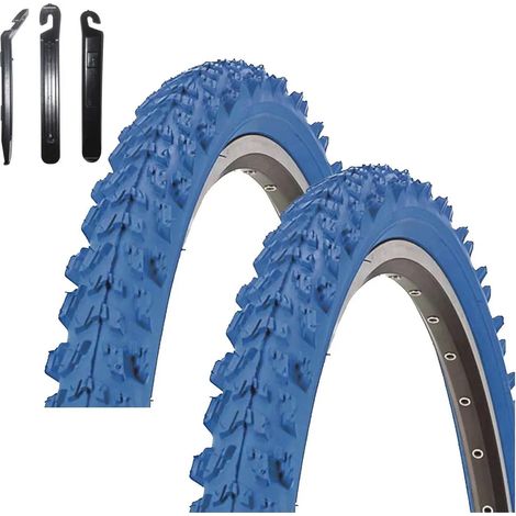 Offre groupée : 2 pneus VTT Kenda K-829 26" bleus 50-559 (26 x 1,95) avec 3 démonte-pneus (1/3)