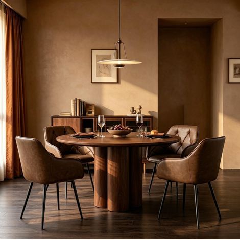 Sedia da pranzo con braccioli, set da 2, schienale ergonomico, similpelle marrone OKMYHOME (1/5)