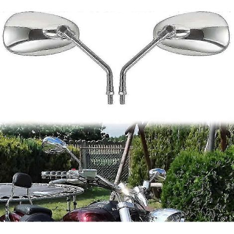 Rétroviseur de moto universel chromé pour Honda, Suzuki, Aprilia et scooters cruiser (lot de 2) - argent (1/5)