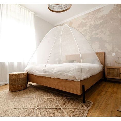 Moustiquaire lit & jardin dôme pop up fermeture zippée 150 x 200 cm (1/4)