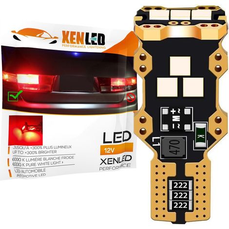 1 x AMPOULE WR16W T15 LED Super Canbus 190Lms XENLED - ROUGE - 12V Sans erreur au tableau de bord (1/5)