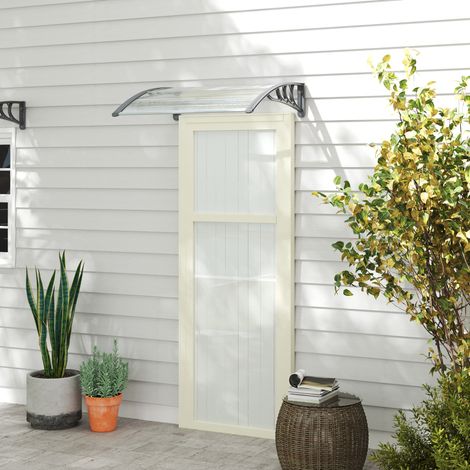 Pensilina per porta d’ingresso 100 x 75 cm in alluminio e policarbonato argento OKWISH (1/5)