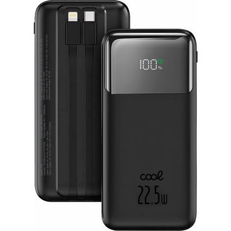 Bateria Externa Universal Power Bank Carga Rápida 22.5W 30.000 mAh (Tipo-C / Lightning) COOL Negro