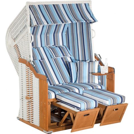 Strandkorb Rustikal 250 PLUS PVC-KS weiß, Nord. Fichte