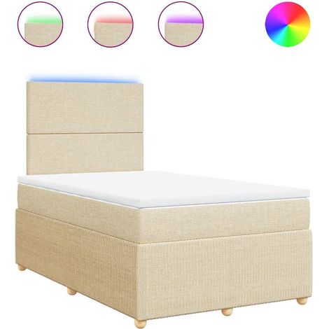 Maison Exclusive - Sommier à lattes de lit avec matelas crème 120x190 cm tissu (1/5)