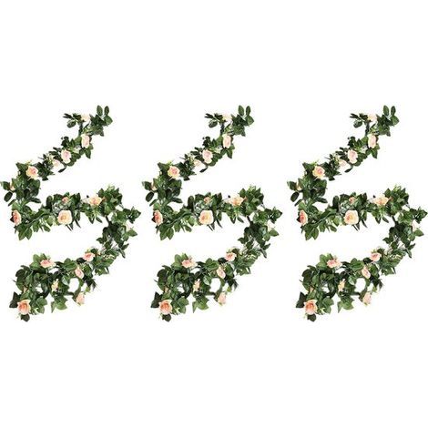 Künstlicher Rosenkranz – Künstlicher Efeu – Wetterfeste Seidenblumen für den Außenbereich – 3er-Set – Champagnerfarbene Gartendekoration (1/5)