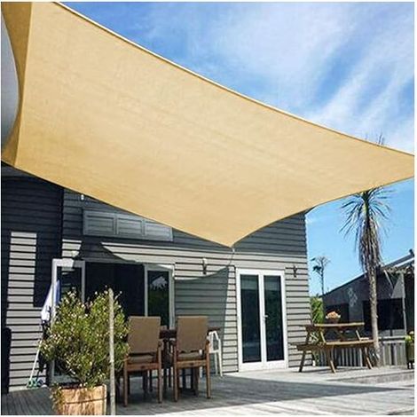 QAZQA Rechteckiges Sonnensegel 2,5 x 2,5 m, wasserdicht, UV-Schutz, 98 % Polyester, strapazierfähig und atmungsaktiv, für Garten und Terrasse, Beige (1/5)